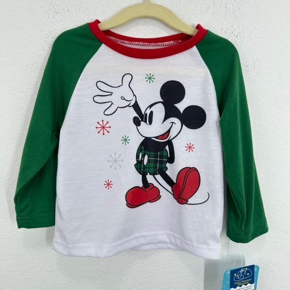 Disney Other - Disney Mickey Mouse Christmas Holiday Top 2T Toddler Long Sleeve Shirt NWT